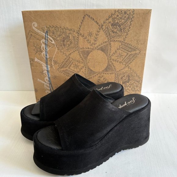 Free People Zoe Suede Platform Shoes UK 8 EU 41 Slide On Sandals Heels BNIB - Picture 9 of 13
